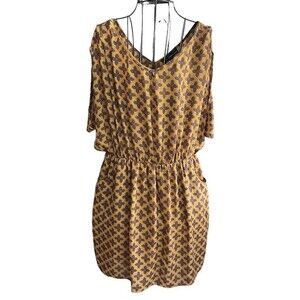 Umgee Junior Boho Batwing Sleeve Festival Mini Lined Dress w/Pockets Size Large